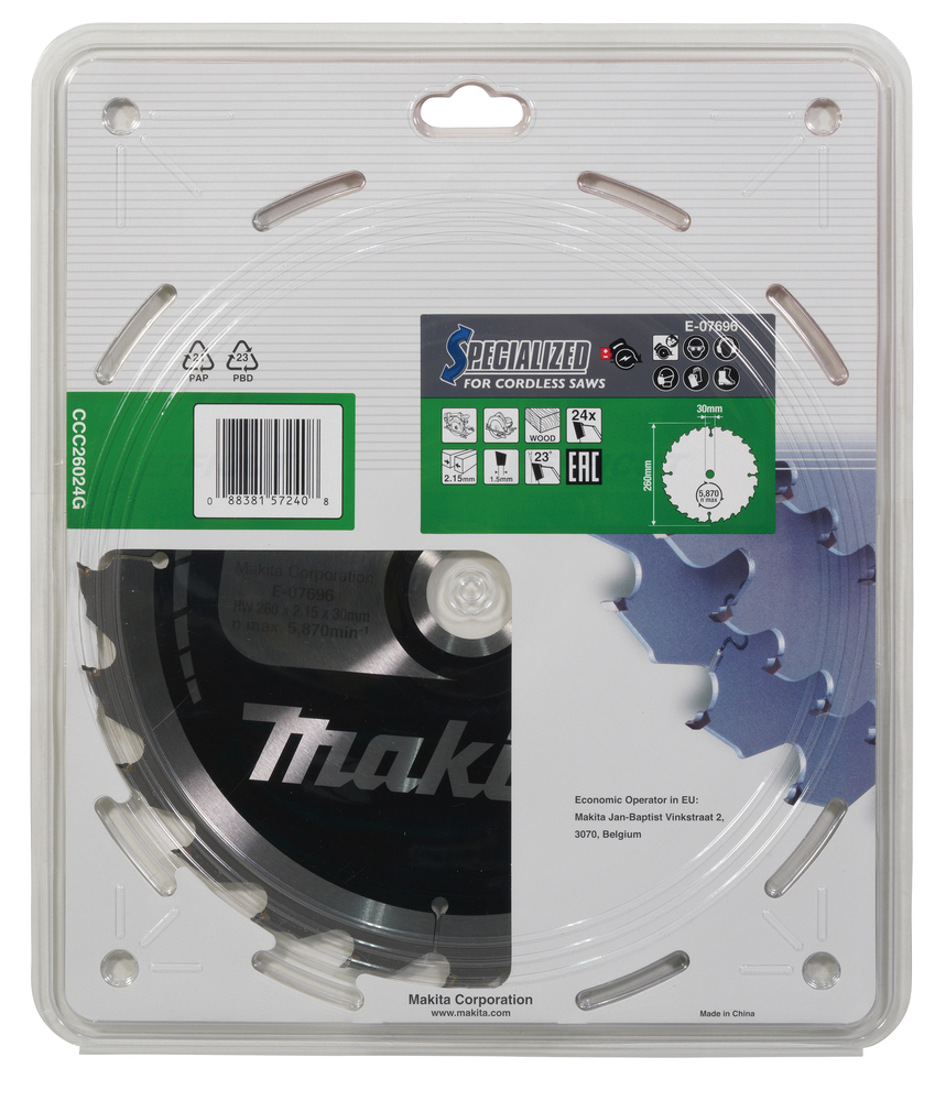 Saeketas 260X2.15X30mm 23° T24 EFFICUT Makita E-07696 Saeketas 260X2.15X30mm 23° T24 EFFICUT Makita E-07696 – E-07696