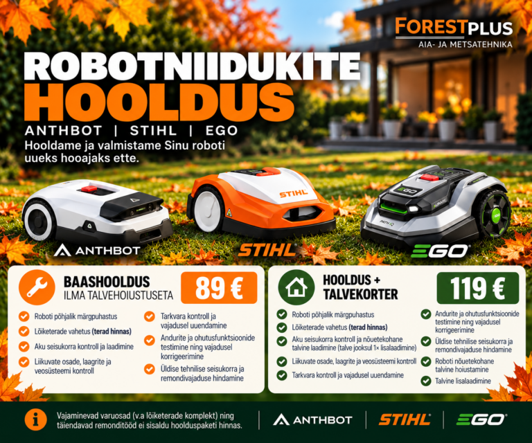 Robotniidukite hooldus Forestplus E-POOD